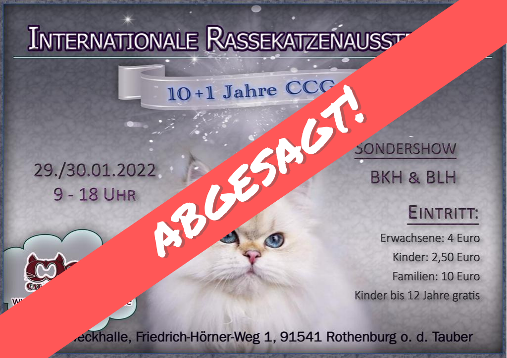 Intern. Katzenausstellung des CCG in Rothenburg o.d. Tauber - ABGESAGT!